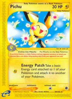Pichu Pokemon card from Expedition