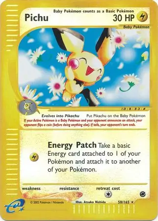Pichu Reverse Holo Pokemon card from Expedition