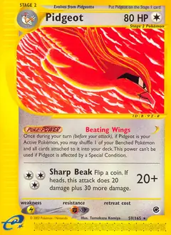 Pidgeot Pokemon card from Expedition