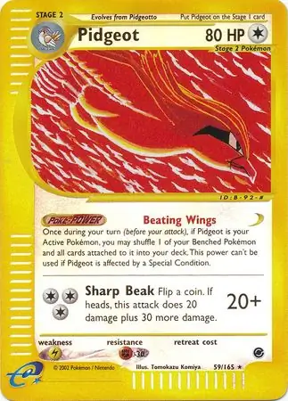 Pidgeot Reverse Holo Pokemon card from Expedition