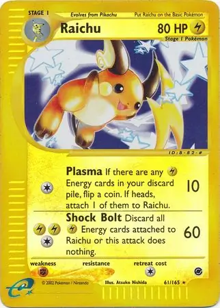 Raichu Reverse Holo Pokemon card from Expedition