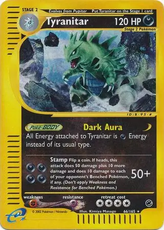 Tyranitar Reverse Holo Pokemon card from Expedition