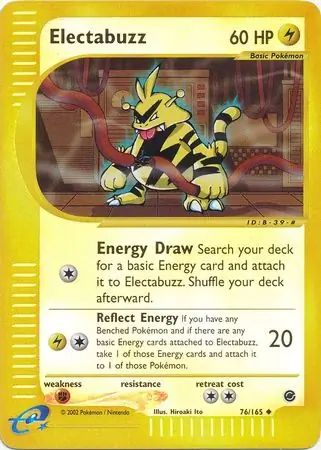 Electabuzz Reverse Holo Pokemon card from Expedition