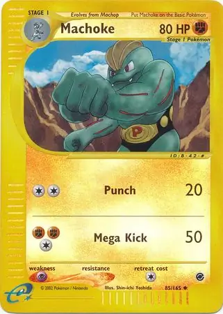 Machoke Reverse Holo Pokemon card from Expedition