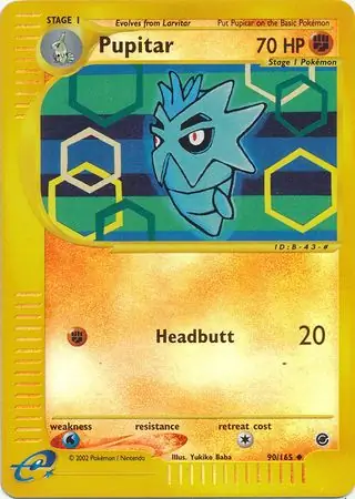 Pupitar Reverse Holo Pokemon card from Expedition