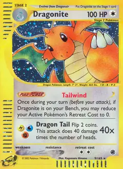 Dragonite Holo Pokemon card from Expedition