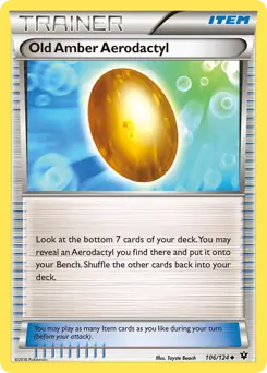 Old Amber Aerodactyl Pokemon card from Fates Collide