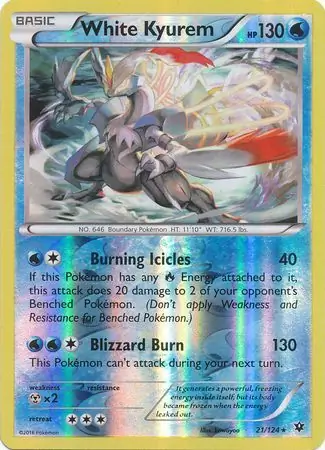 White Kyurem Reverse Holo Pokemon card from Fates Collide
