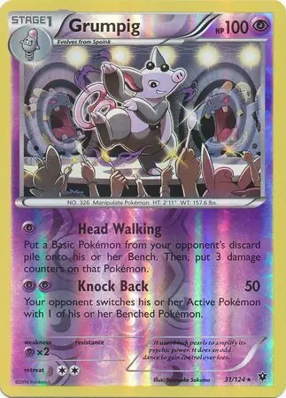 Grumpig Reverse Holo Pokemon card from Fates Collide