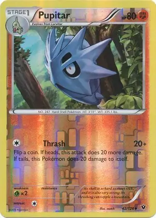 Pupitar Reverse Holo Pokemon card from Fates Collide