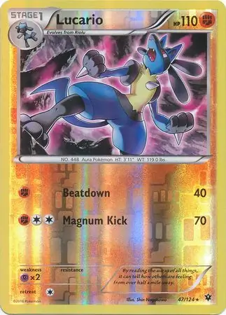 Lucario Reverse Holo Pokemon card from Fates Collide
