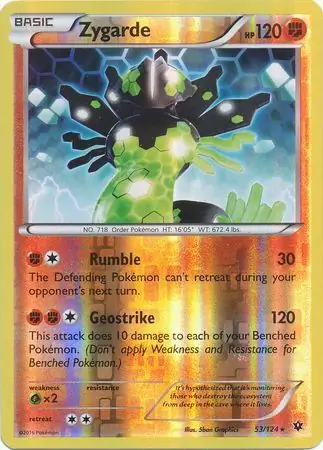 Zygarde Reverse Holo Pokemon card from Fates Collide