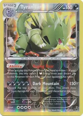 Tyranitar Reverse Holo Pokemon card from Fates Collide