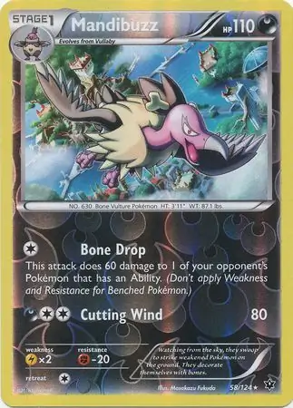 Mandibuzz Reverse Holo Pokemon card from Fates Collide