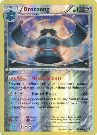 Bronzong Reverse Holo Pokemon card from Fates Collide