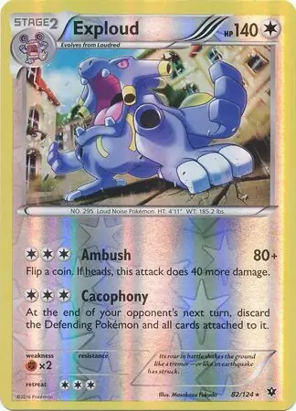 Exploud Reverse Holo Pokemon card from Fates Collide