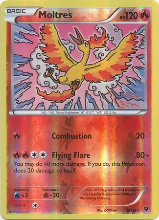 Moltres Reverse Holo Pokemon card from Fates Collide