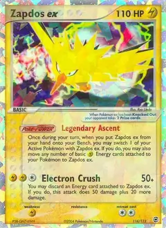 Zapdos ex Secret Pokemon card from Fire Red Leaf Green