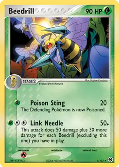Beedrill Pokemon card from Fire Red Leaf Green