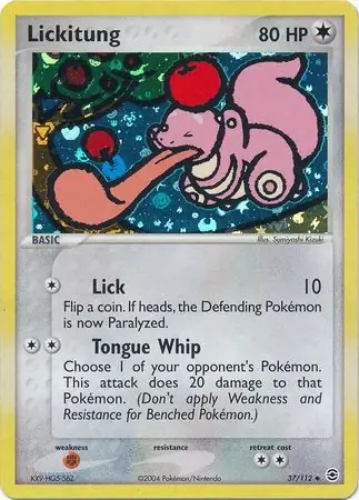 Lickitung Reverse Holo Pokemon card from Fire Red Leaf Green