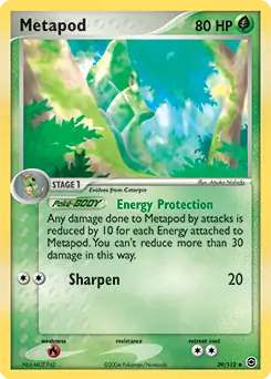 Metapod Pokemon card from Fire Red Leaf Green