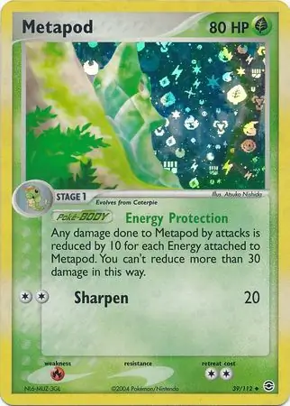 Metapod Reverse Holo Pokemon card from Fire Red Leaf Green