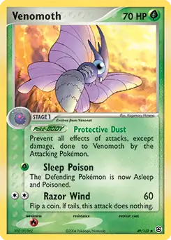 Venomoth Pokemon card from Fire Red Leaf Green