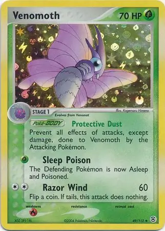 Venomoth Reverse Holo Pokemon card from Fire Red Leaf Green