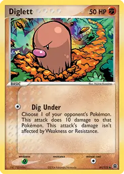 Diglett Pokemon card from Fire Red Leaf Green