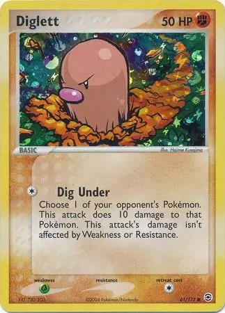 Diglett Reverse Holo Pokemon card from Fire Red Leaf Green