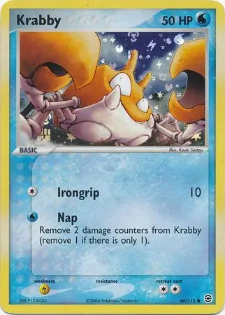 Krabby Reverse Holo Pokemon card from Fire Red Leaf Green