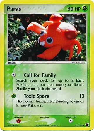 Paras Reverse Holo Pokemon card from Fire Red Leaf Green
