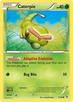 Caterpie Pokemon card from Flashfire