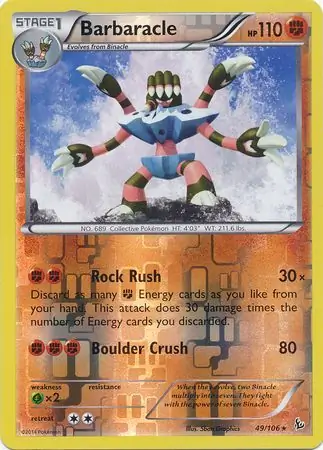 Barbaracle Reverse Holo Pokemon card from Flashfire