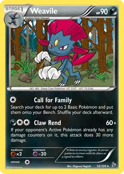 Weavile Pokemon card from Flashfire