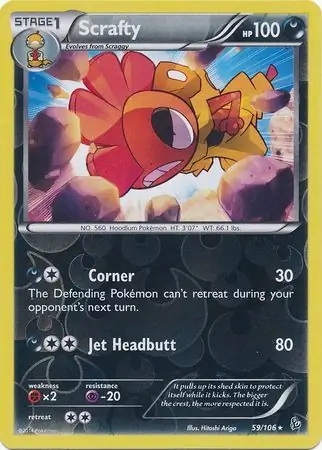 Scrafty Reverse Holo Pokemon card from Flashfire