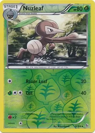 Nuzleaf Reverse Holo Pokemon card from Flashfire