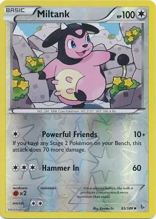 Miltank Reverse Holo Pokemon card from Flashfire