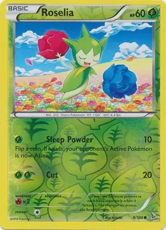 Roselia Reverse Holo Pokemon card from Flashfire