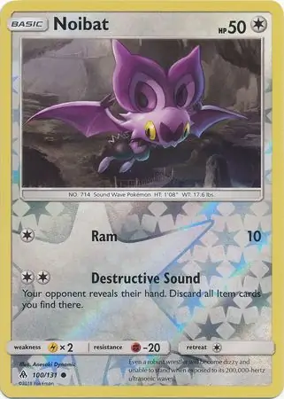 Noibat Reverse Holo Pokemon card from Forbidden Light