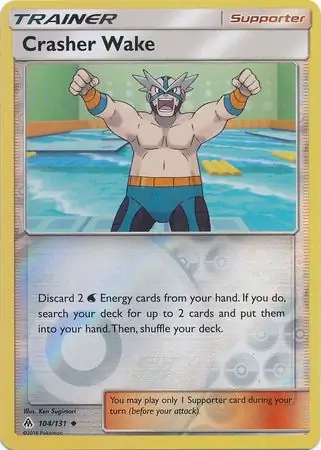 Crasher Wake Reverse Holo Pokemon card from Forbidden Light