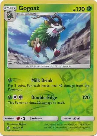 Gogoat Reverse Holo Pokemon card from Forbidden Light
