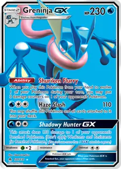 Full Art Greninja GX Pokemon card from Forbidden Light