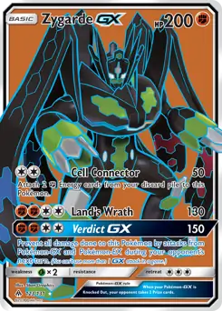 Full Art Zygarde GX Pokemon card from Forbidden Light