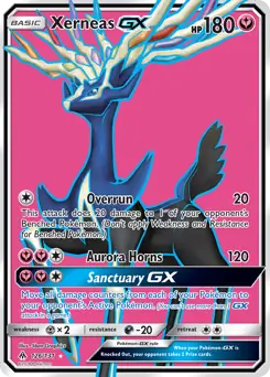 Full Art Xerneas GX Pokemon card from Forbidden Light