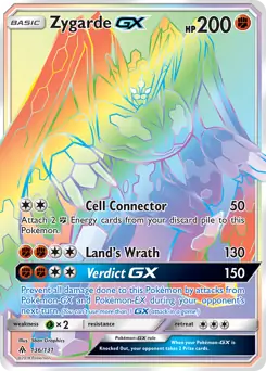 Zygarde GX Secret Pokemon card from Forbidden Light