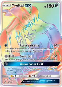 Yveltal GX Secret Pokemon card from Forbidden Light