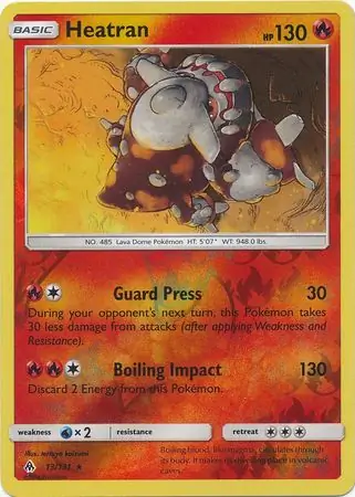 Heatran Reverse Holo Pokemon card from Forbidden Light
