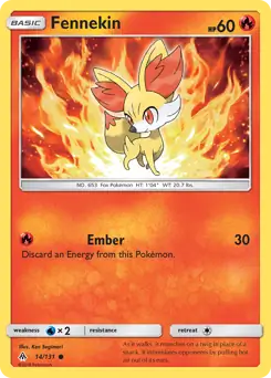 Fennekin Pokemon card from Forbidden Light