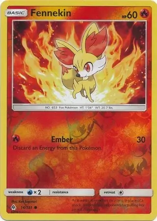 Fennekin Reverse Holo Pokemon card from Forbidden Light
